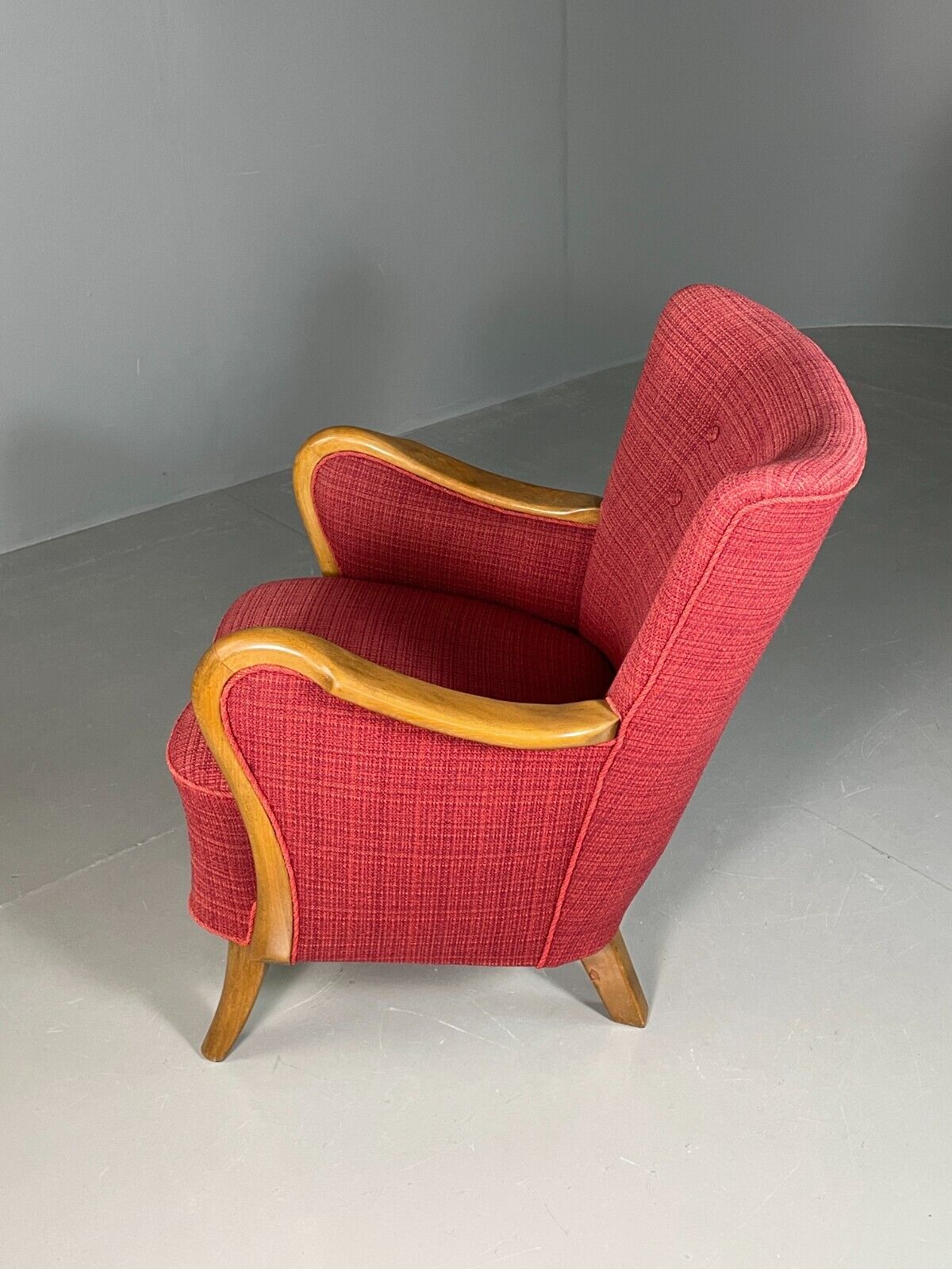 Vintage Danish Lounge Chair Red Slagelese Mobler Retro MCM EB6777 MNOR - UKDK FURNITURE