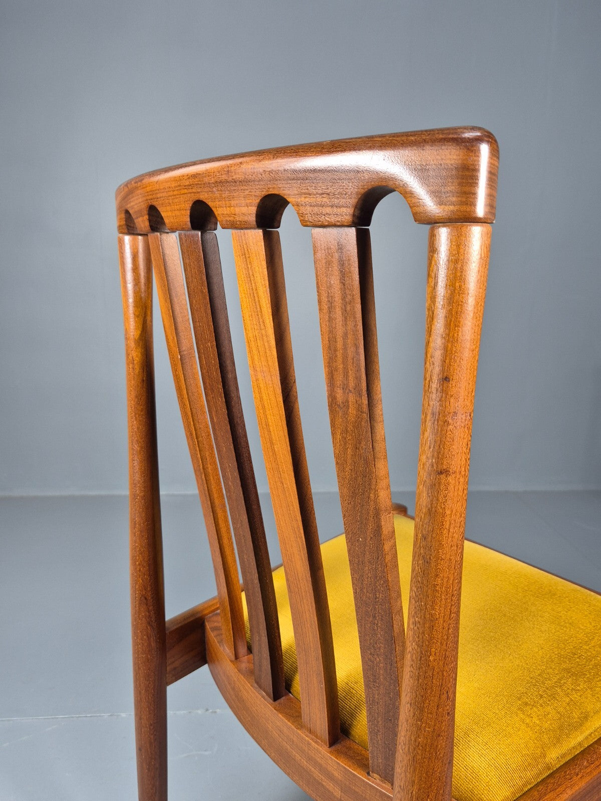 10 Vintage Meredew Teak Dining Chairs Gold Velour Upholstery 1970s EB9411 MDIN - UKDK FURNITURE