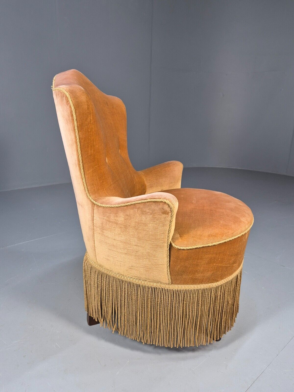 Vintage Danish Lounge Chair Gold Velour 1930s Boudoir Suite EB9136 VCLO - UKDK FURNITURE