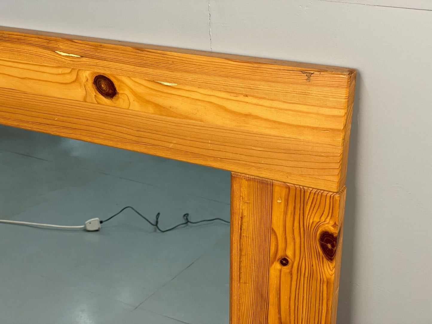 Vintage Danish Large Solid Pine Rectangular Mirror EB8411 MWOO - UKDK FURNITURE