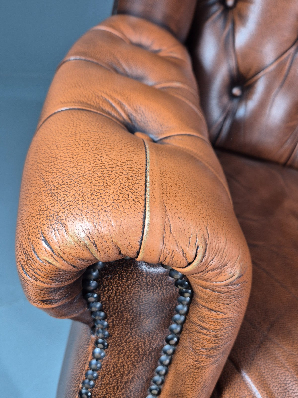 Vintage Leather Wing Back Club Chair Denmark Chesterfield Style EB10732 VLEA21