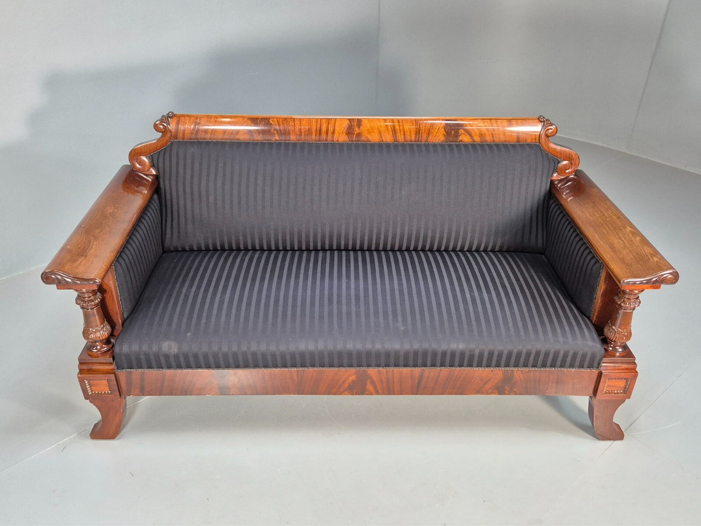 Vintage Scandinavian Biedermeier Mahogany Sofa Charcoal Antique EB9548 V3SS - UKDK FURNITURE