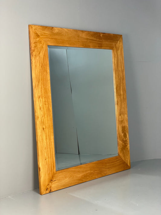 Large Rectangular Wall Mirror In A Satin Birch Wood EB8390 MWOO - UKDK FURNITURE