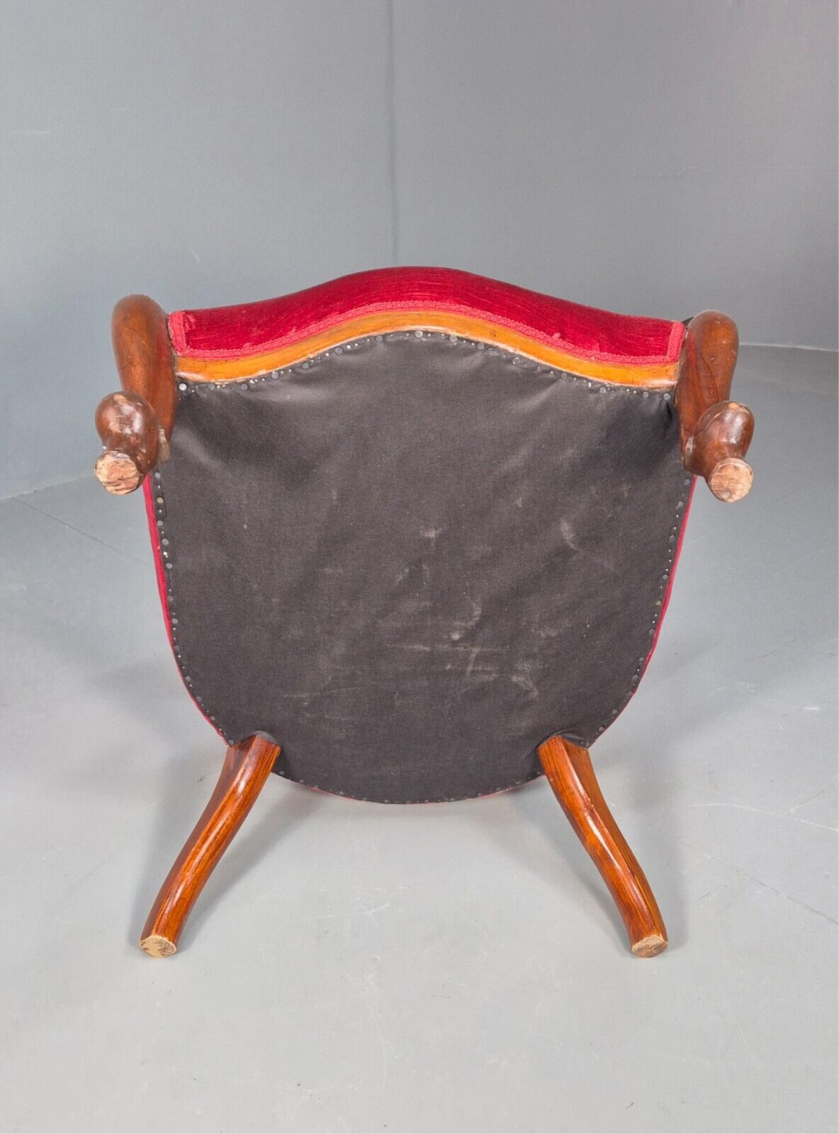 Vintage Fauteuil Chair Red Buttoned Velour Mahogany Antique 1900s EB8440 VCAR - UKDK FURNITURE