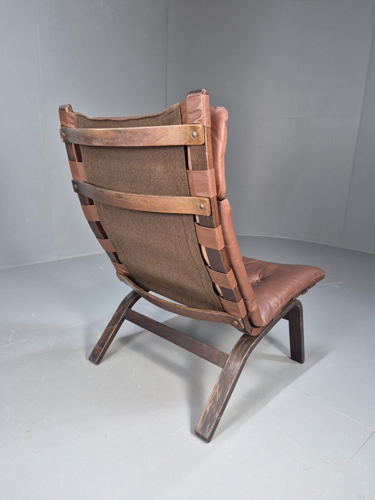 Vintage Danish Lounge Chair Brown Leather Bentwood Farstrup Retro EB8885a MBEN - UKDK FURNITURE