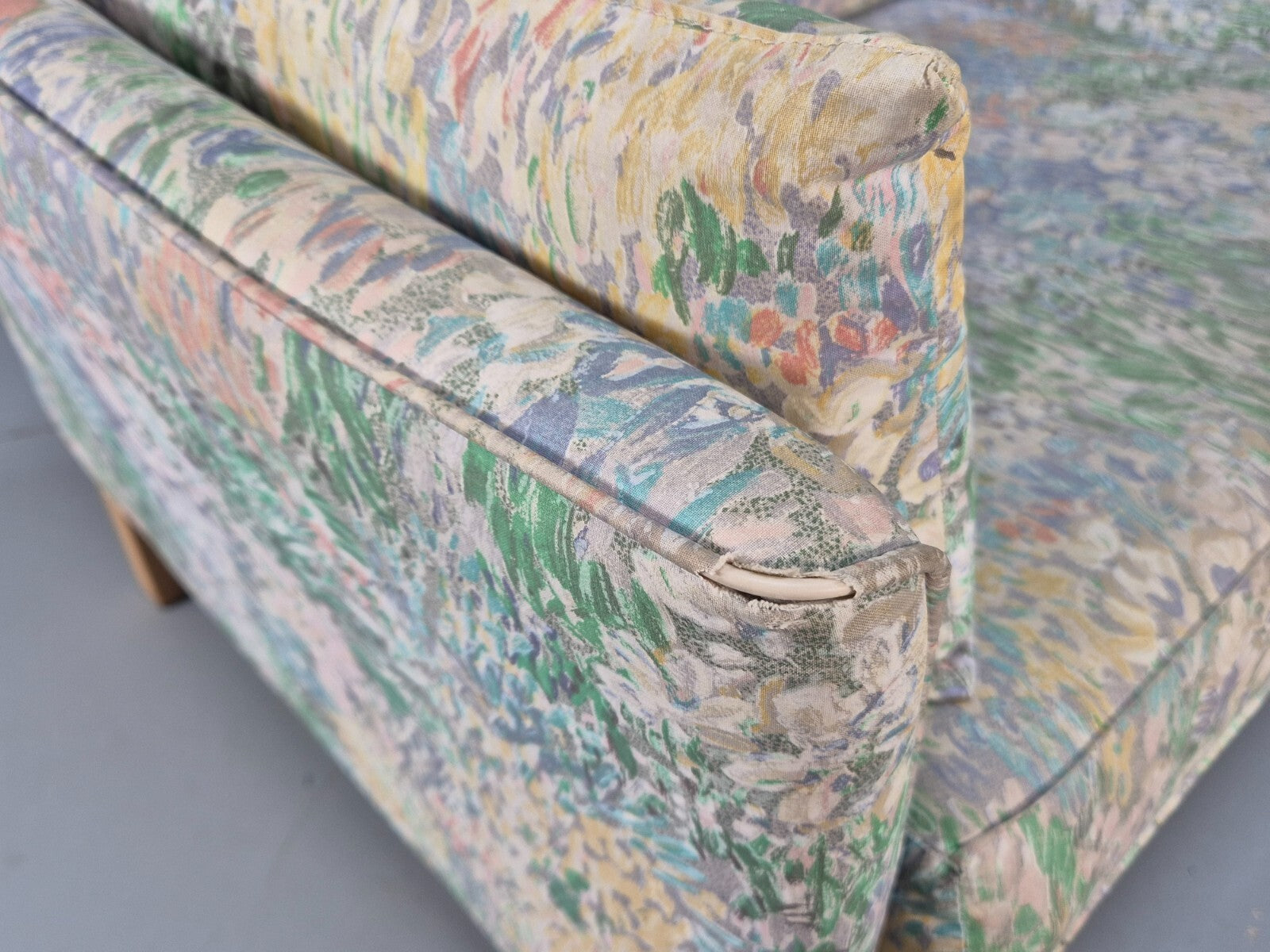 Vintage Two Seater Sofa Danish Mid Century Floral Fabric Beech Legs EB9584 M3SS - UKDK FURNITURE