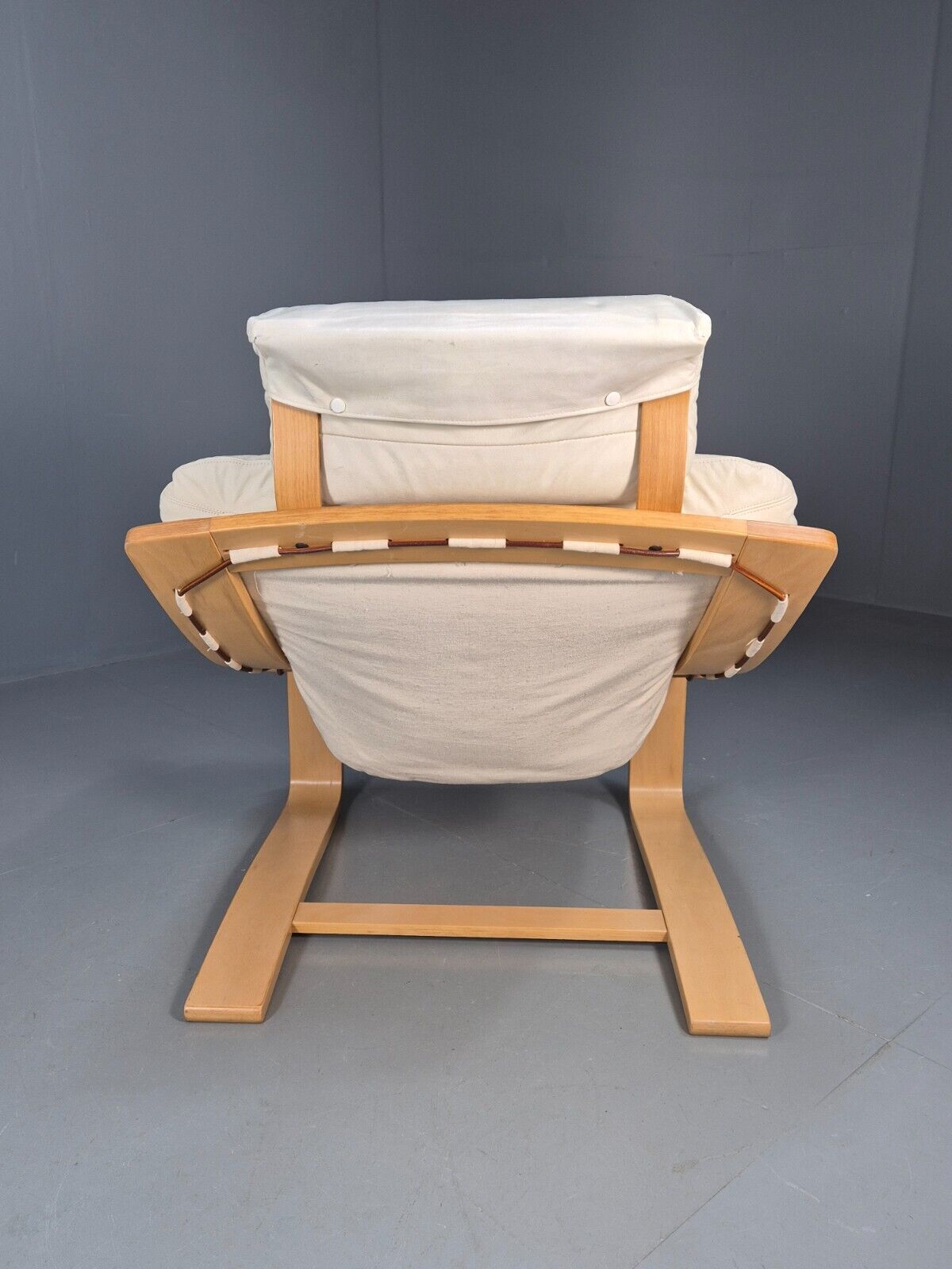 Vintage Swedish Lounge Chair Cream Leather Bentwood Krokken 1970s EB8750 MBEN - UKDK FURNITURE