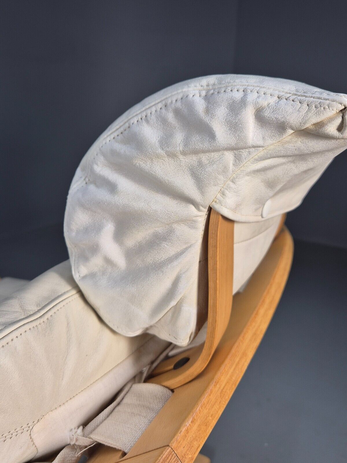 Vintage Swedish Lounge Chair Cream Leather Bentwood Krokken 1970s EB8750 MBEN - UKDK FURNITURE