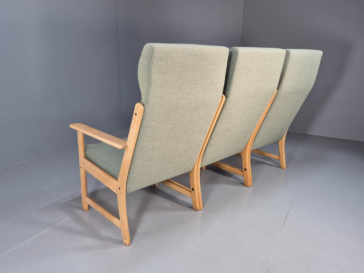 Green Wool and Oak Vintage Danish Sofa 1970s Modern Design Retro EB9263 M3SS - UKDK FURNITURE