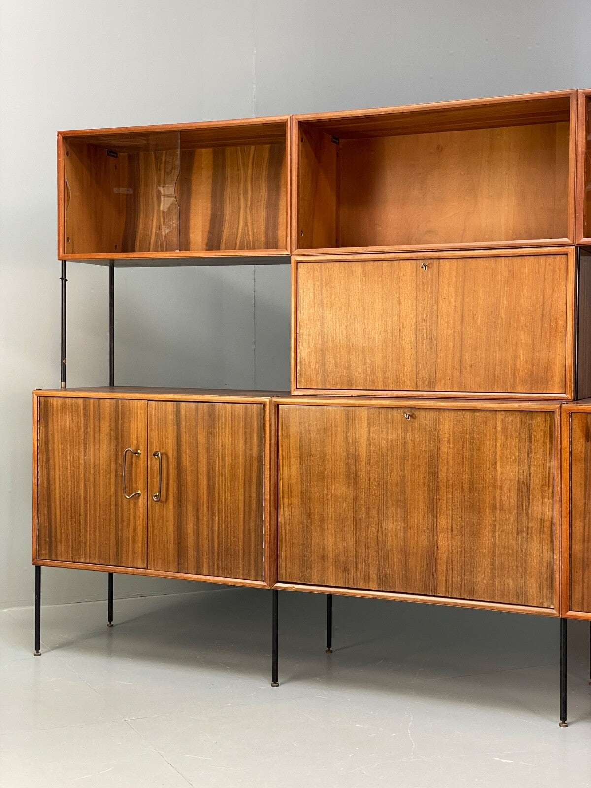 Mid Century Modular Wall Unit By Vanson Walnut 1950s Vintage EB9734 MWOO - UKDK FURNITURE