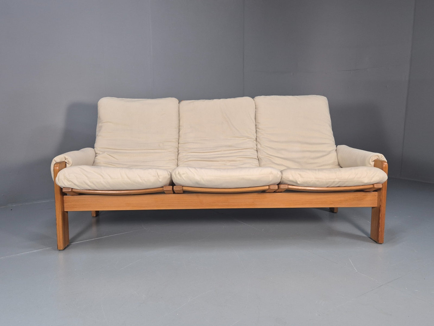 Swedese Pine Three Seater Settee  Canvas Cover Yngve Ekstrom 1970s EB10638 M3SS5