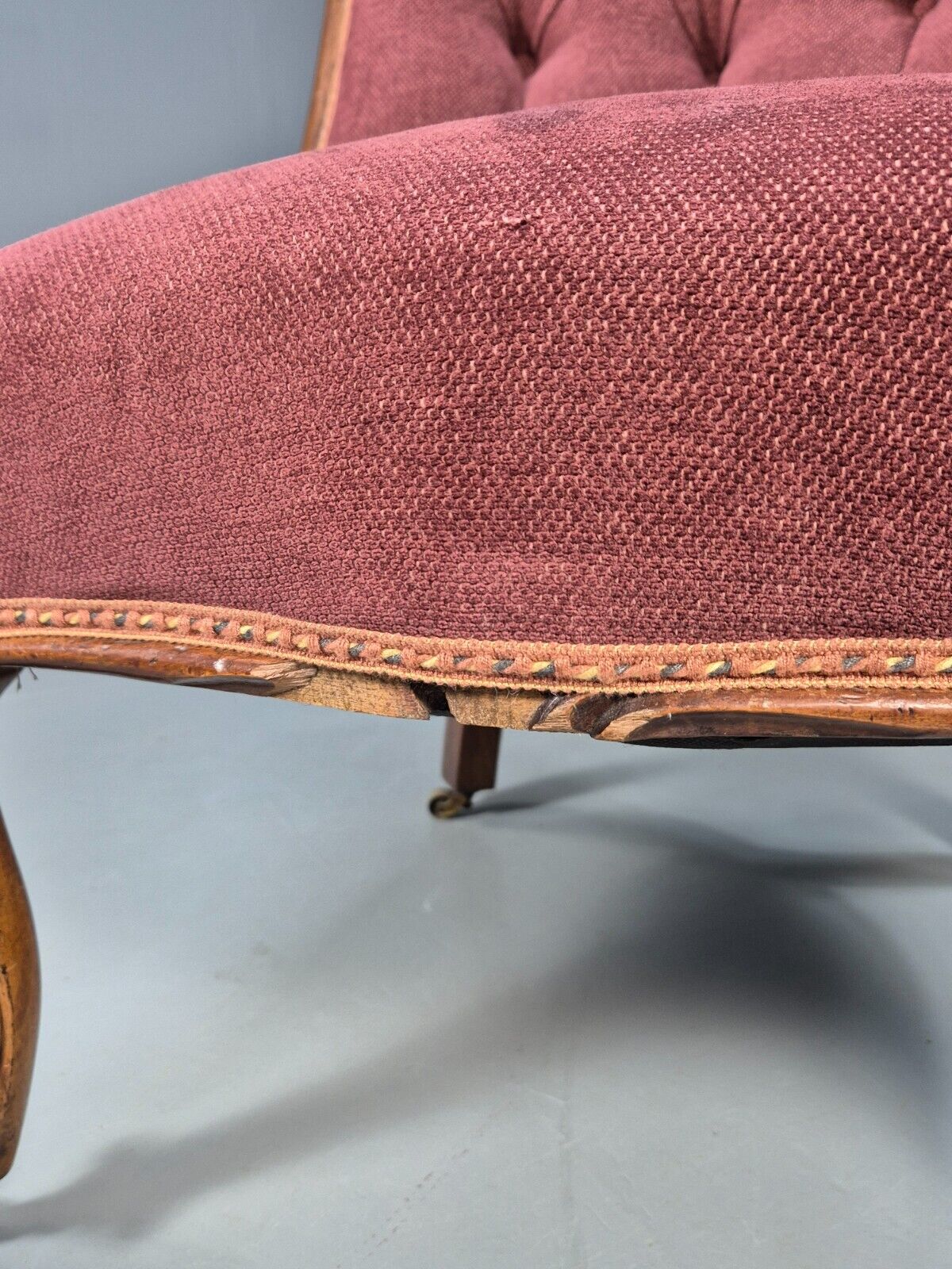 Vintage Nursing Chair Pink Cotton Fruitwood Frame 1800s Antique EB8454 VCLO - UKDK FURNITURE