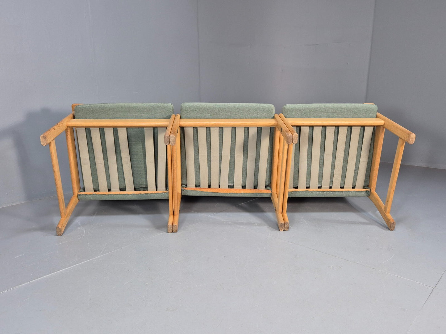 Green Wool and Oak Vintage Danish Sofa 1970s Modern Design Retro EB9263 M3SS - UKDK FURNITURE