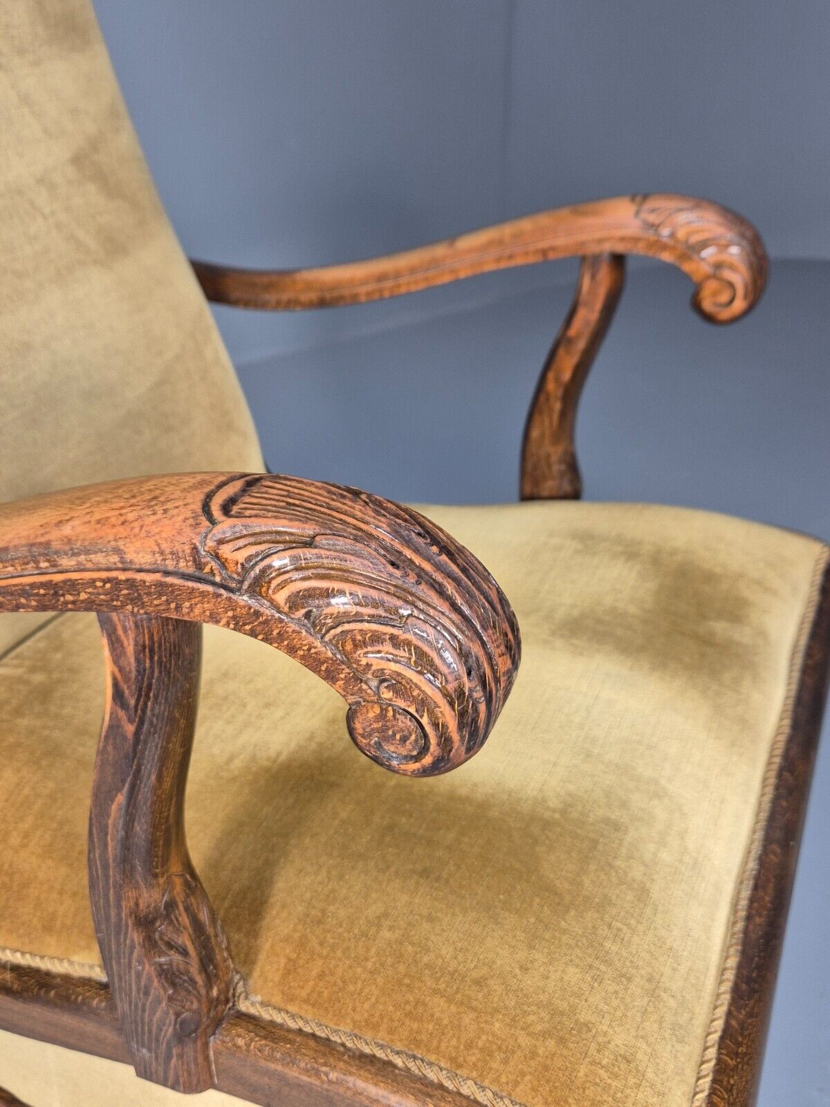 Vintage Danish Rocking Chair Beech and Gold Velour 1940s Retro EB9054 VCLO - UKDK FURNITURE