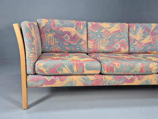 Vintage Danish 3 Seat Sofa Multicoloured Beech End Stouby 1980 Retro EB9093 M3SS - UKDK FURNITURE