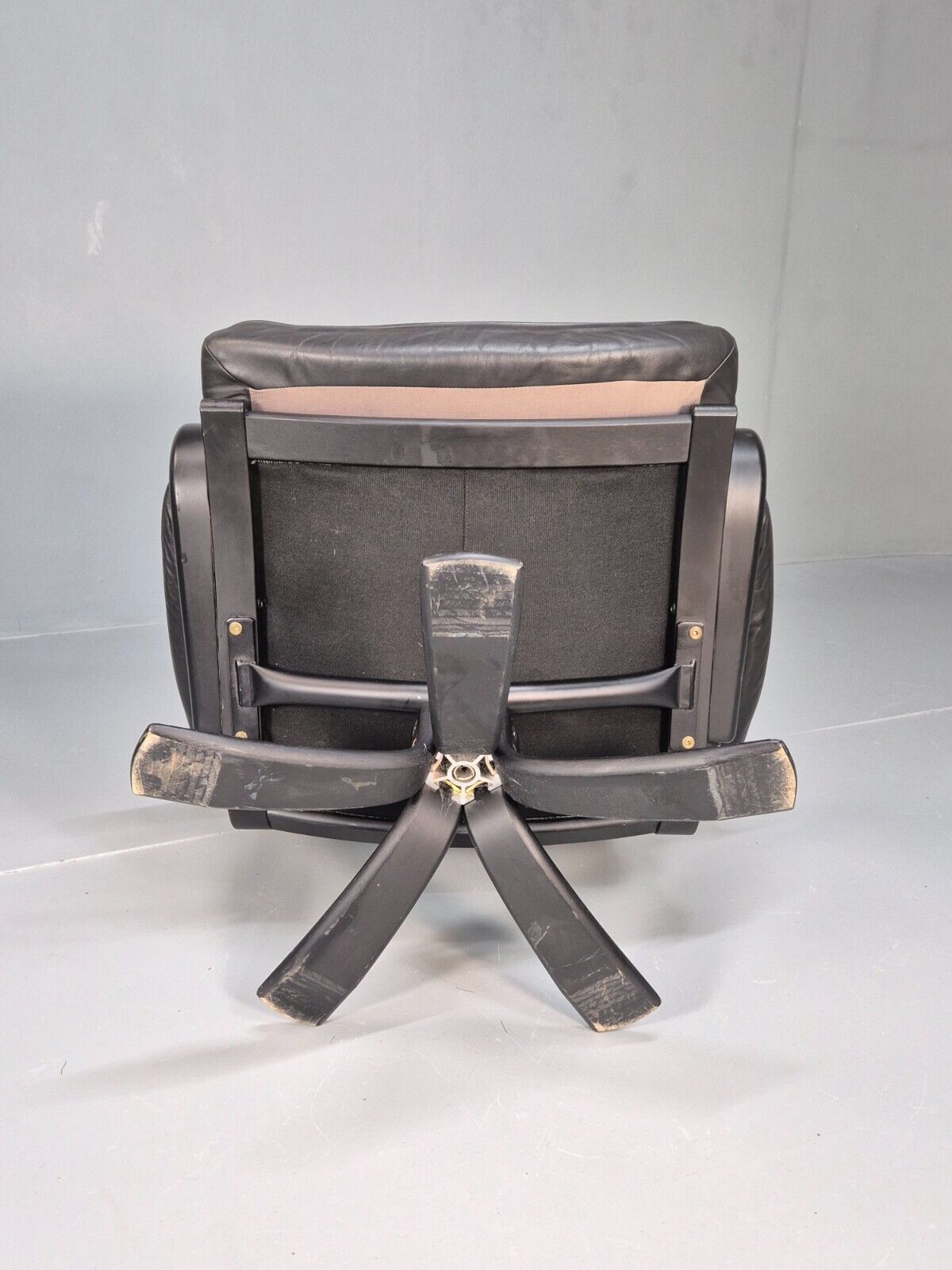 Vintage Danish Swivel Chair Black Leather Retro Seating EB8882 MSWI - UKDK FURNITURE