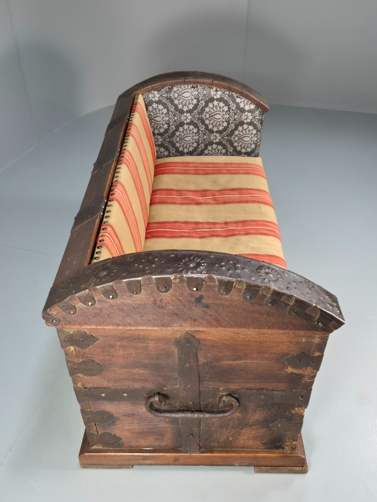 Antique Danish Oak Chest Two Seater Sofa Striped Stamped 19th Cent EB9602 V2SS - UKDK FURNITURE