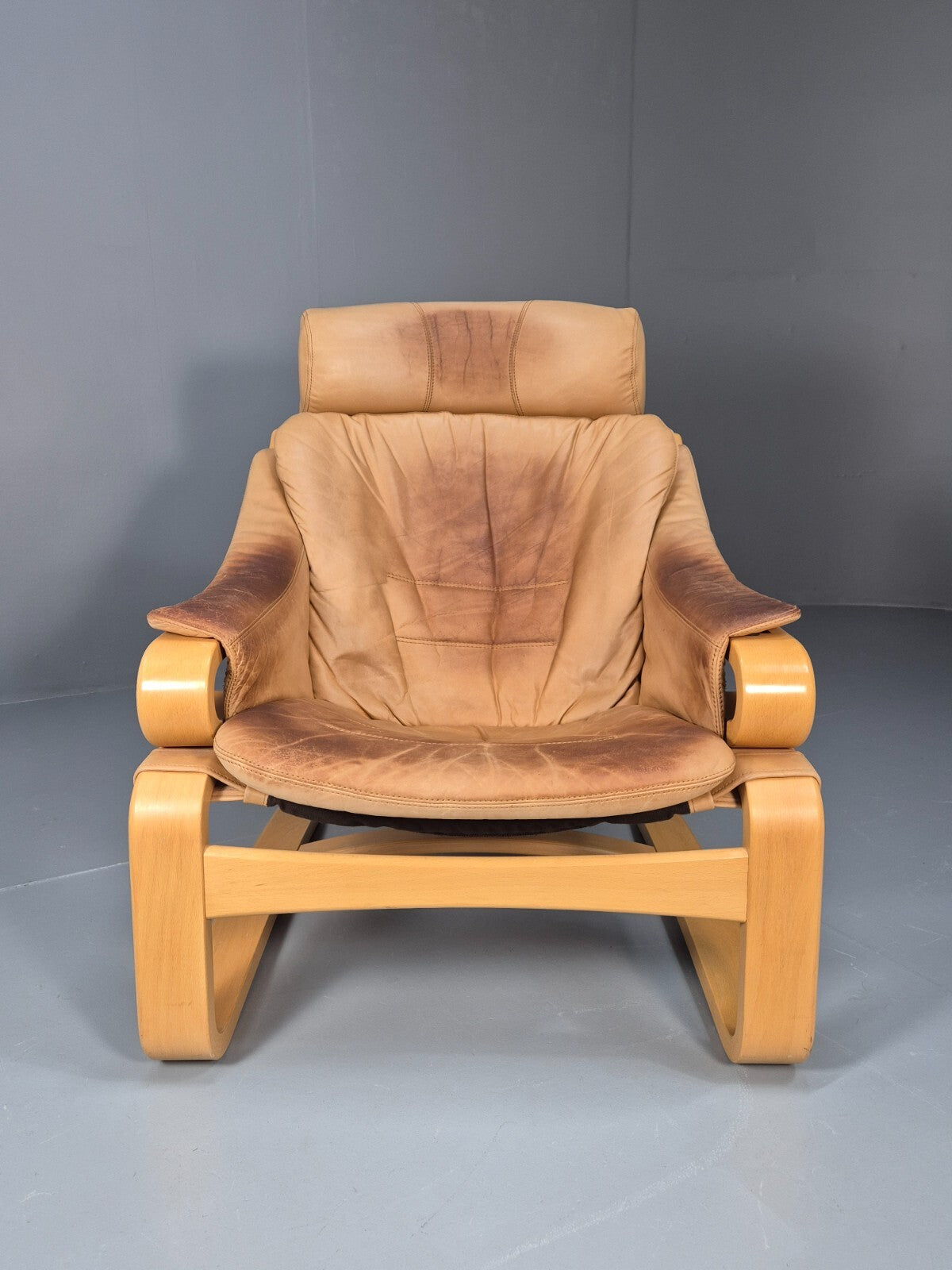 Vintage Danish Skippers Bentwood and Leather Apollo Lounge Chair EB9245 MBEN - UKDK FURNITURE