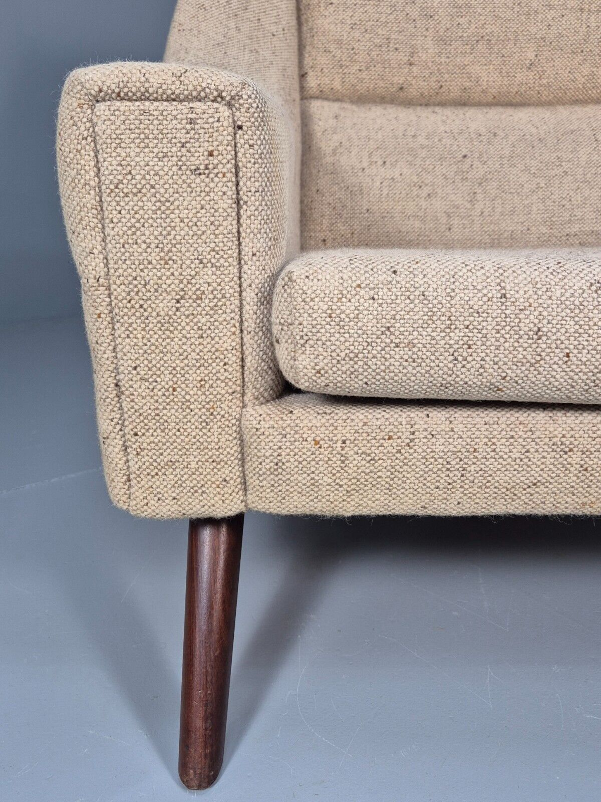 Midcentury Danish Arm Chair Oatmeal Wool Fabric Vintage Seating EB8880 MNOR - UKDK FURNITURE