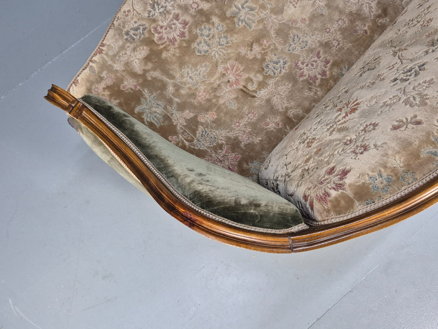 Vintage Danish Rococo Style Settee 3 Seat Green and Brown Floral EB9553 V3SS - UKDK FURNITURE