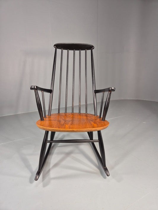 Vintage Ilmari Tapiovaara Rocking Chair Teak Beech Asko MCM Retro EB11849 MNOR1