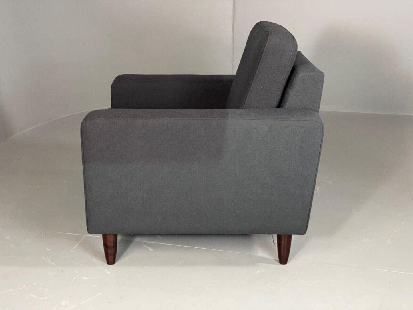 Vintage Danish Lounge Chair by Hurup Slate Grey Fabric Retro MCM EB6116 MNOR - UKDK FURNITURE