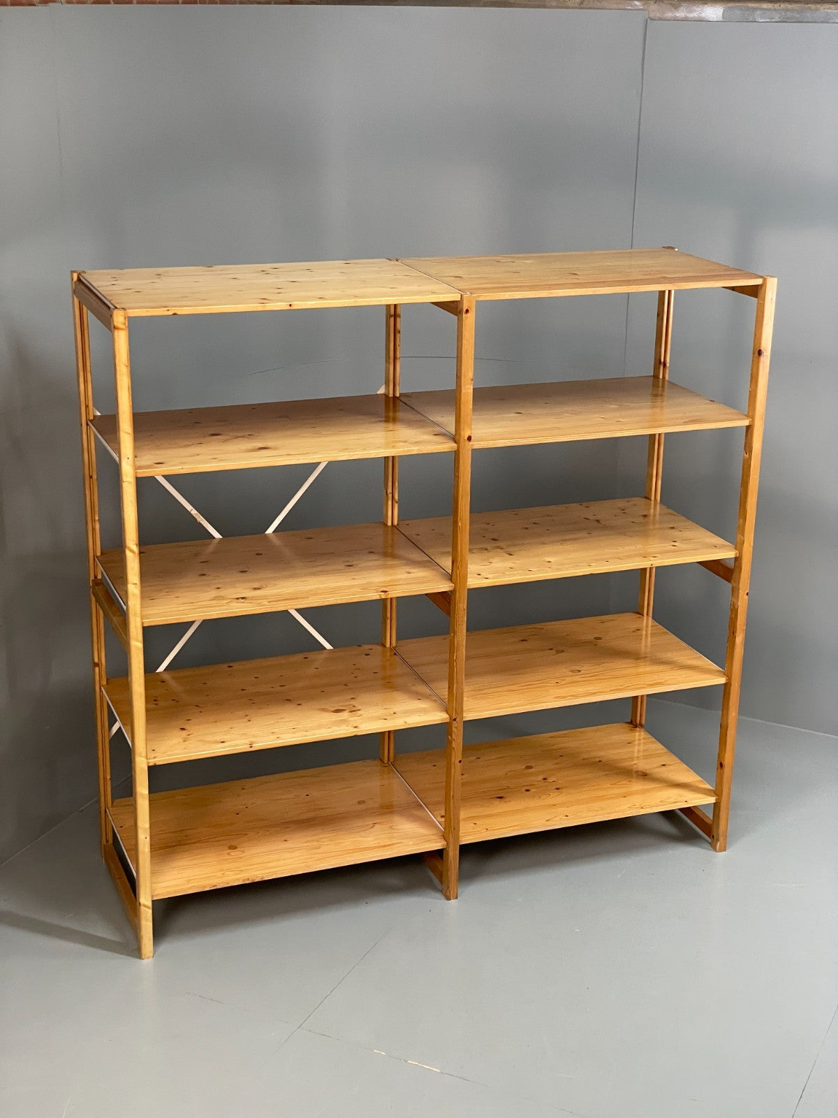 Lundia Pine Open Shelving System Double Bay Vintage Adjustable Retro EB117888