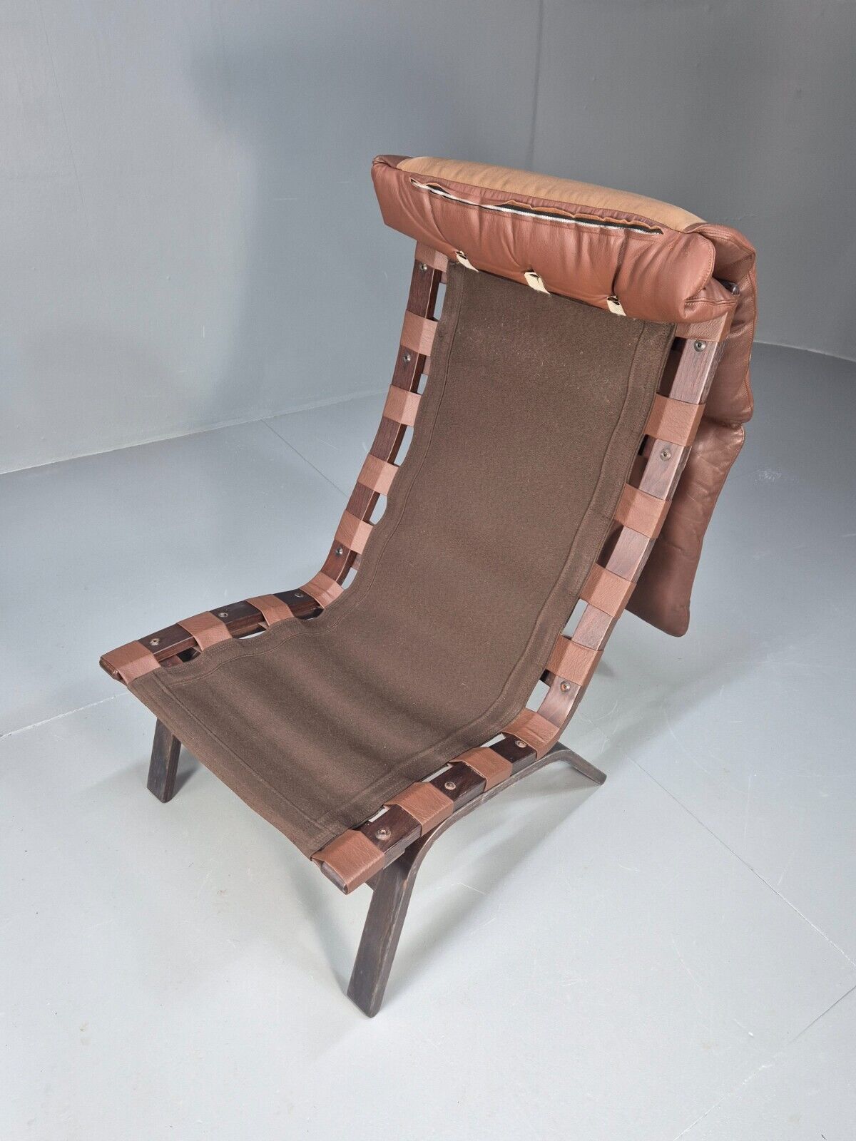Vintage Danish Lounge Chair Brown Leather Bentwood Farstrup Retro EB8885a MBEN - UKDK FURNITURE