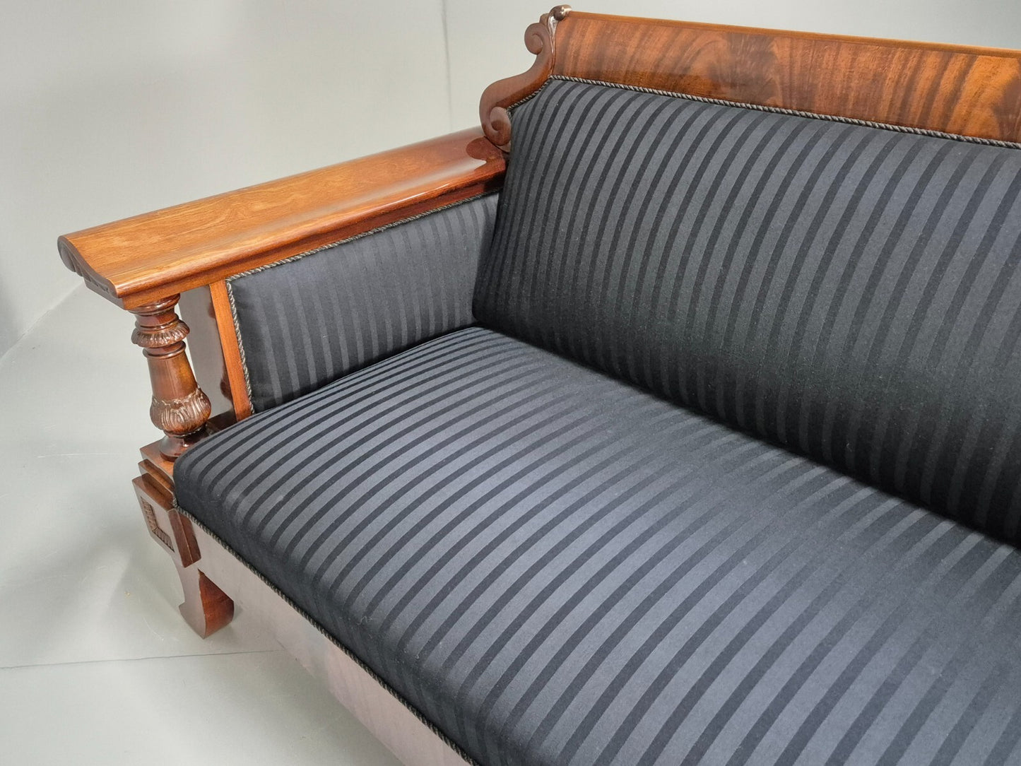 Vintage Scandinavian Biedermeier Mahogany Sofa Charcoal Antique EB9548 V3SS - UKDK FURNITURE