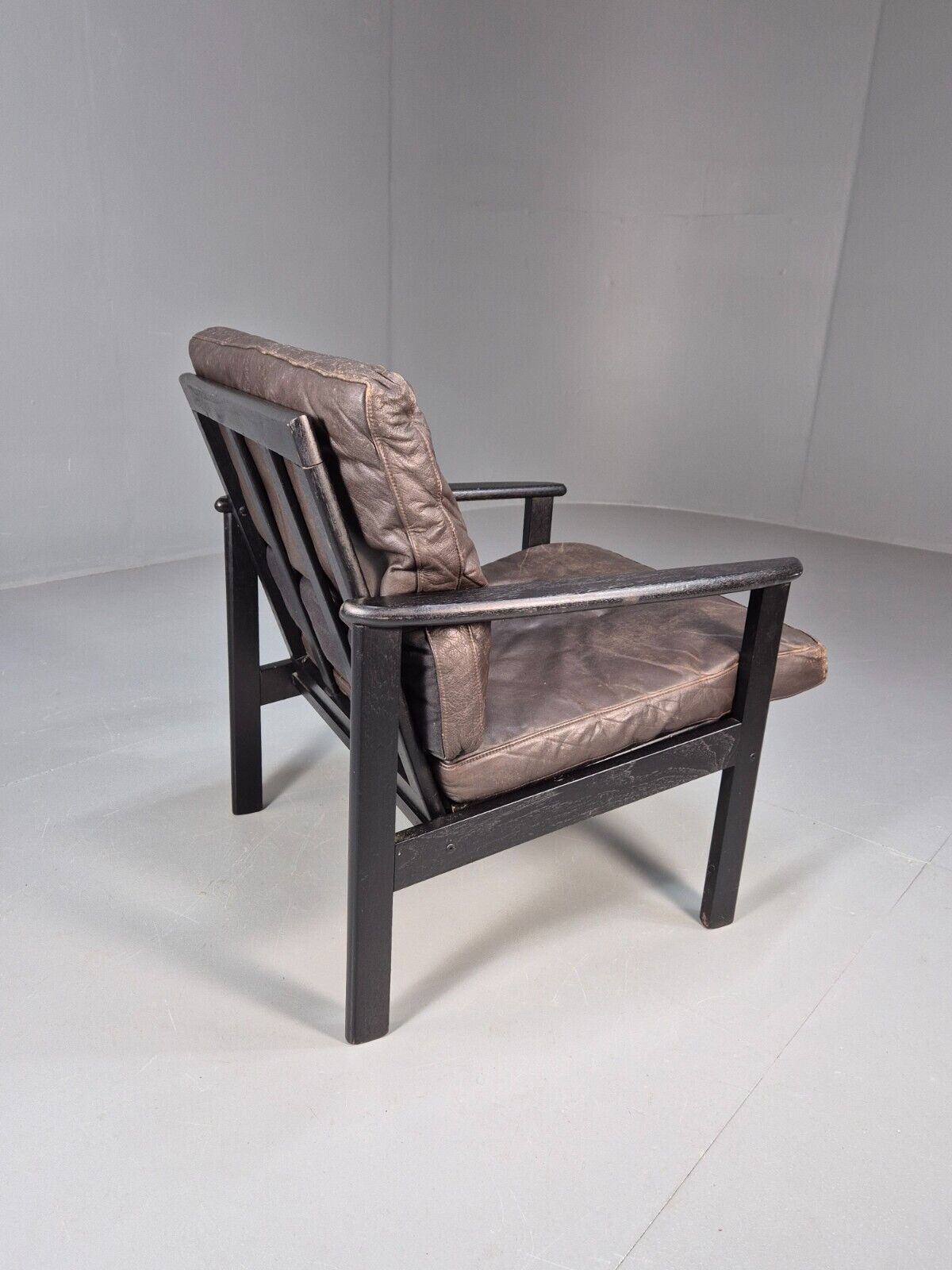 Vintage Danish Lounge Chair Brown Leather Beech Frame 1960s Retro EB8965 MNOR - UKDK FURNITURE