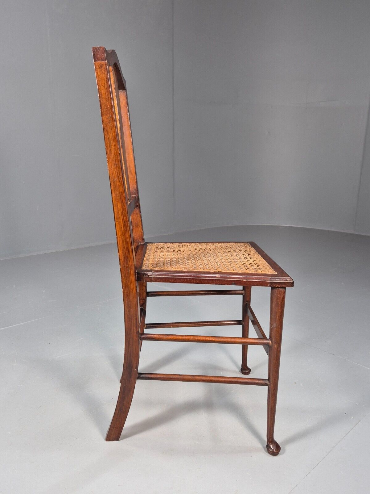 Vintage Dining Chair Rattan Mahogany Pad Feet Antique EB9150 VDIN - UKDK FURNITURE