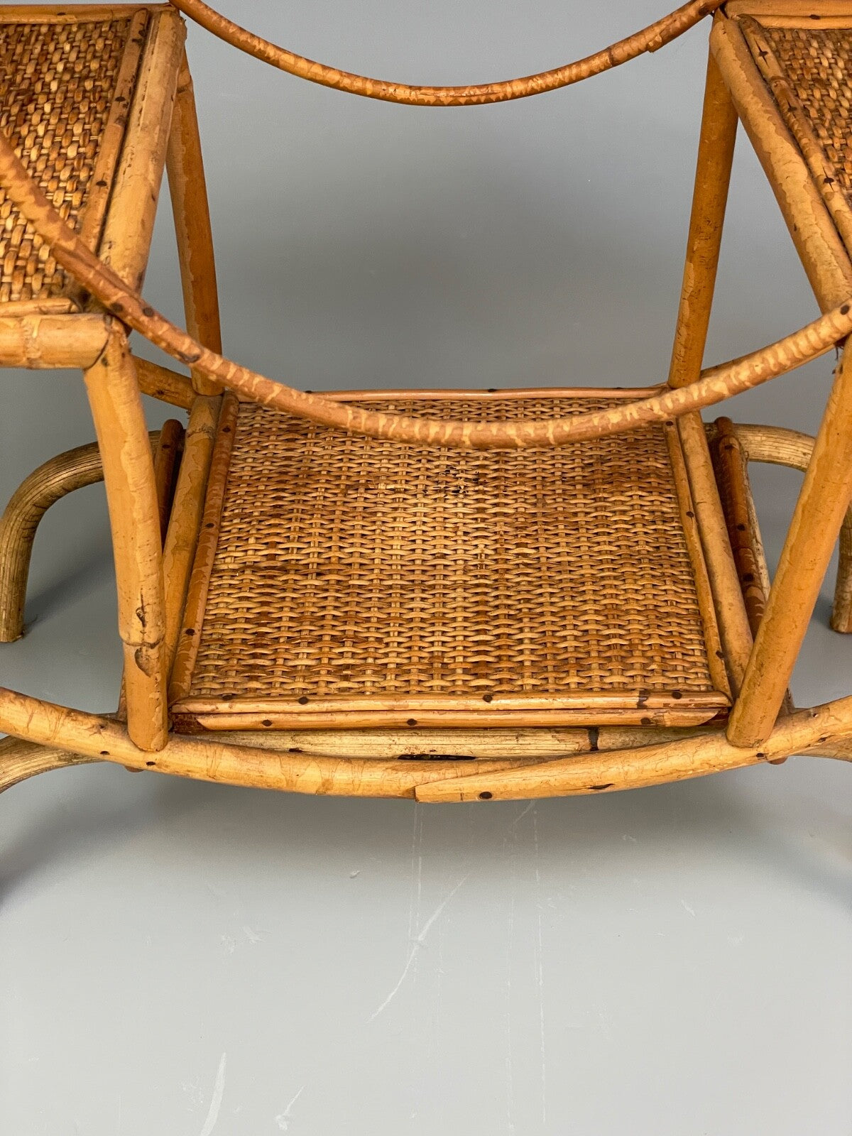 Antique Art Deco Bamboo And Wicker Circular Small Display Shelving EB9737 MWOO - UKDK FURNITURE