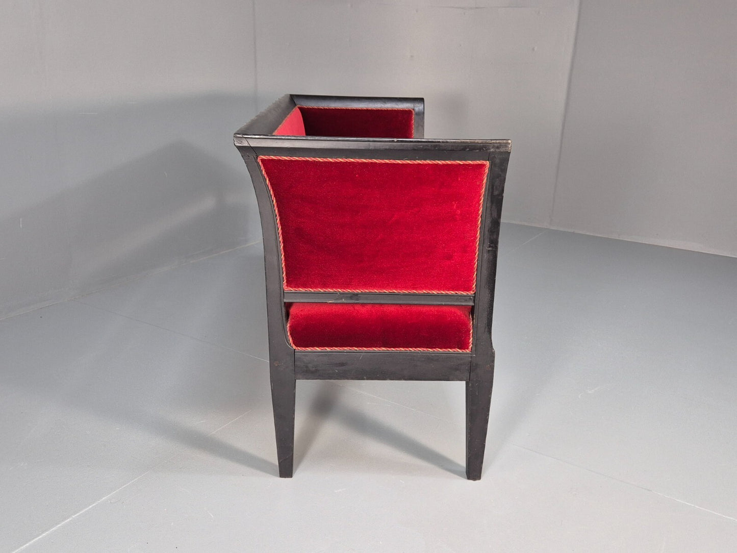 Vintage Danish Empire Style Sofa Red Velour Black Frame 1940s EB9632 V2SS - UKDK FURNITURE