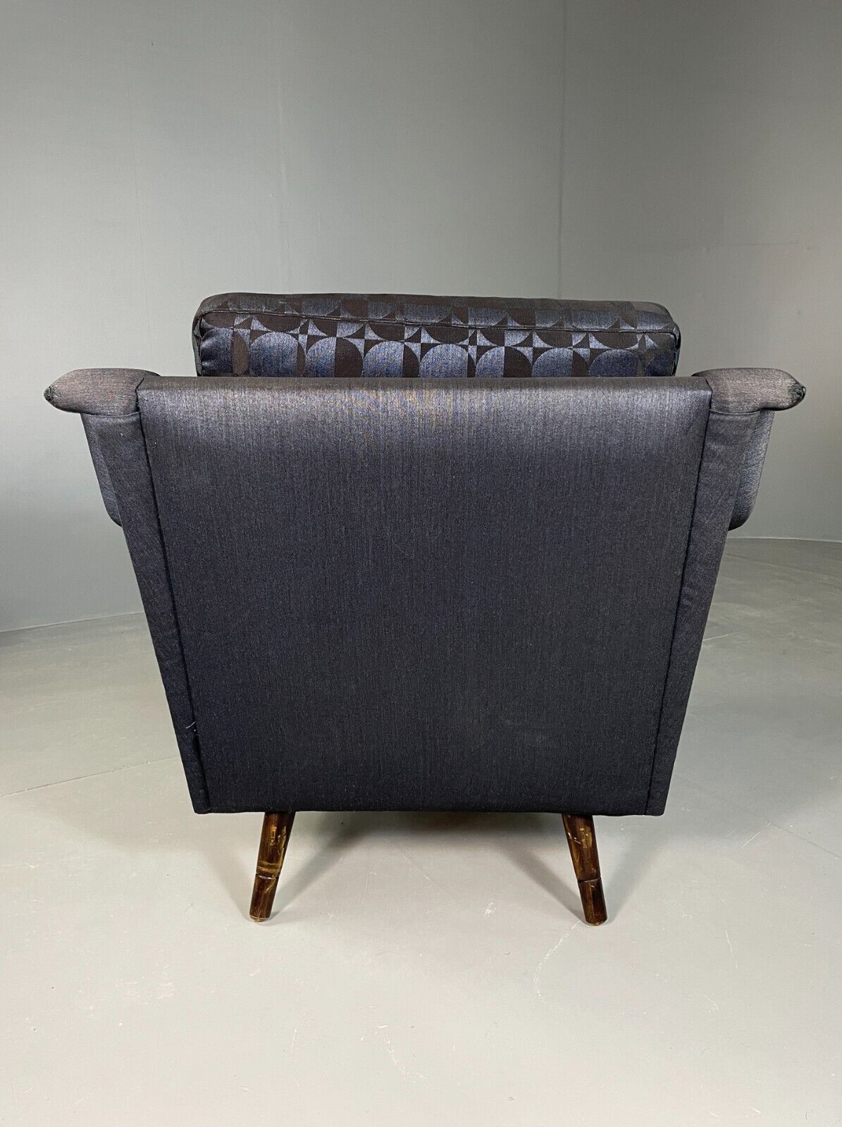 Vintage Danish Lounge Chair Blue Cotton Op Art Cushions Retro MCM EB6538 MNOR - UKDK FURNITURE