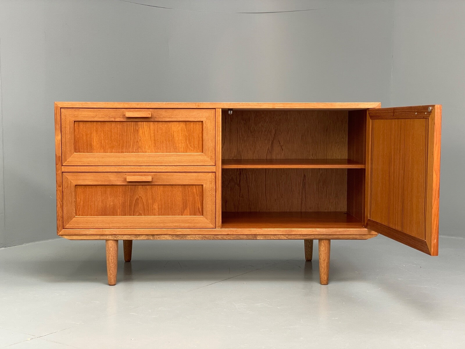 Vintage Danish Teak Sideboard By Omann Jun Drawers Shelving Retro EB9815 MWOO - UKDK FURNITURE