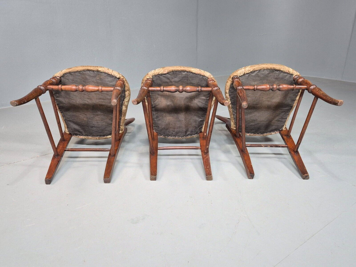 3 Vintage Dining Chairs Floral Seats Walnut Frame Balloon Victorian EB8182 VDIN - UKDK FURNITURE