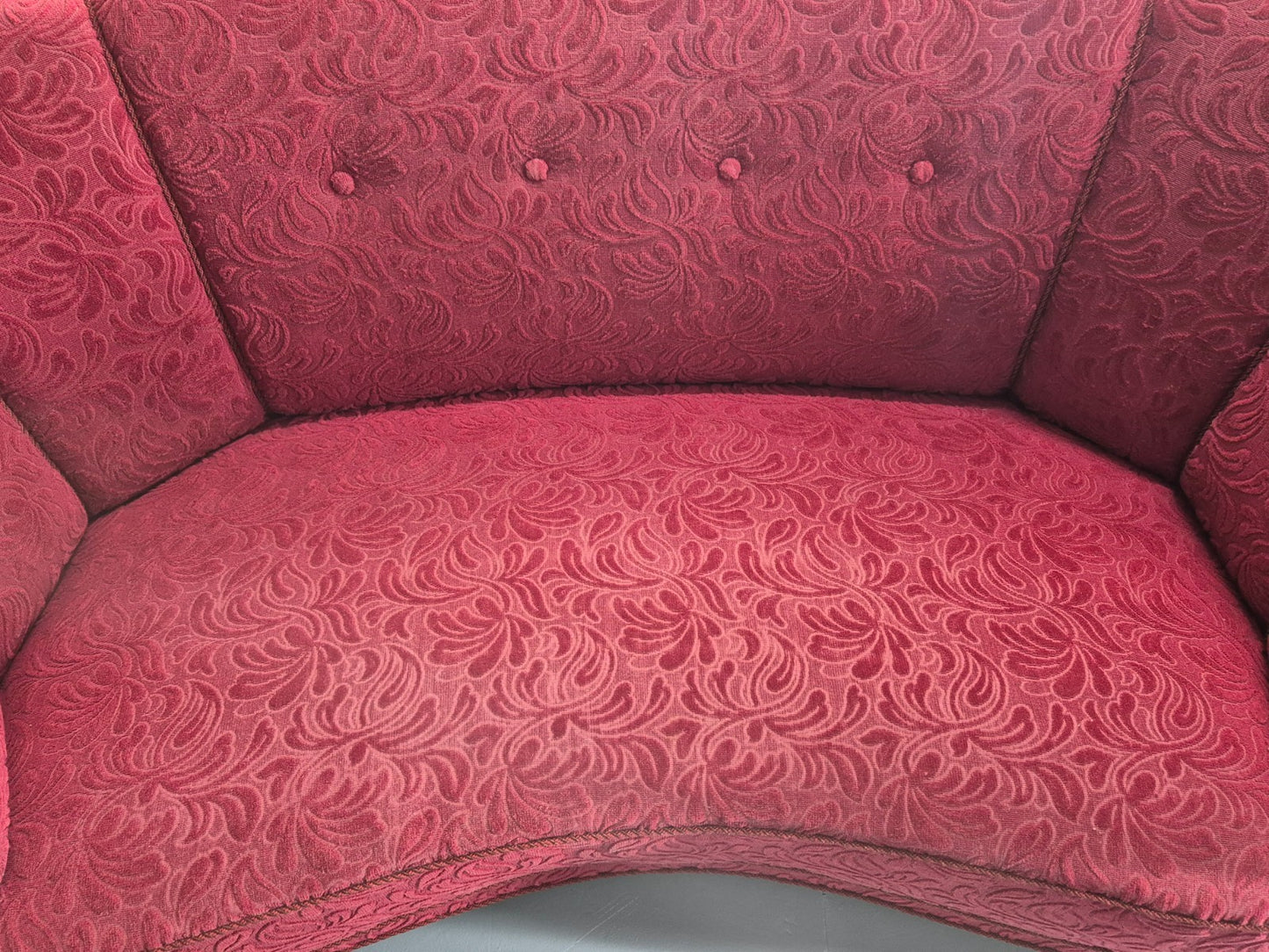 Classic Two Seater Danish Banana Sofa Art Deco 1930s Red Moquette EB10796 V2SS15