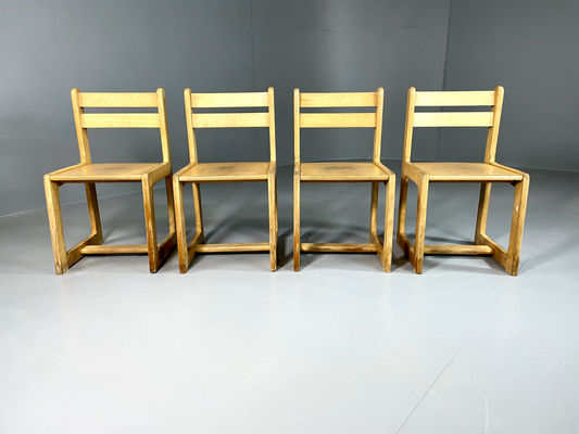 4 Vintage Danish School Chairs, Small Size, Retro, MCM, EB6003 MDIN - UKDK FURNITURE