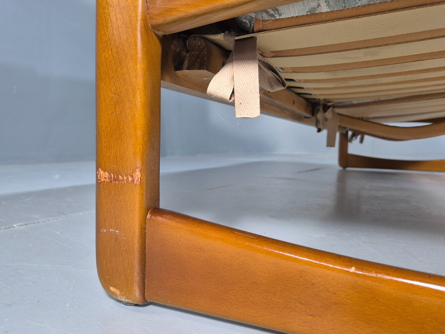 Vintage 1970s Wood Frame 3 Seat Sofa Floral Cotton Upholstery Retro EB9474 M3SS - UKDK FURNITURE