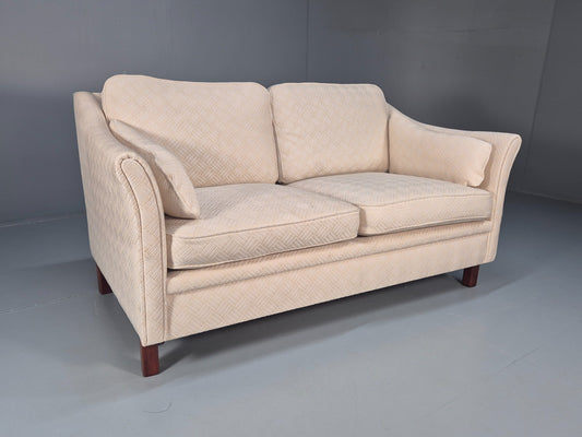 Vintage 2 Seater Sofa Retro Danish Cream Patterned Fabric EB10516 M2SS1