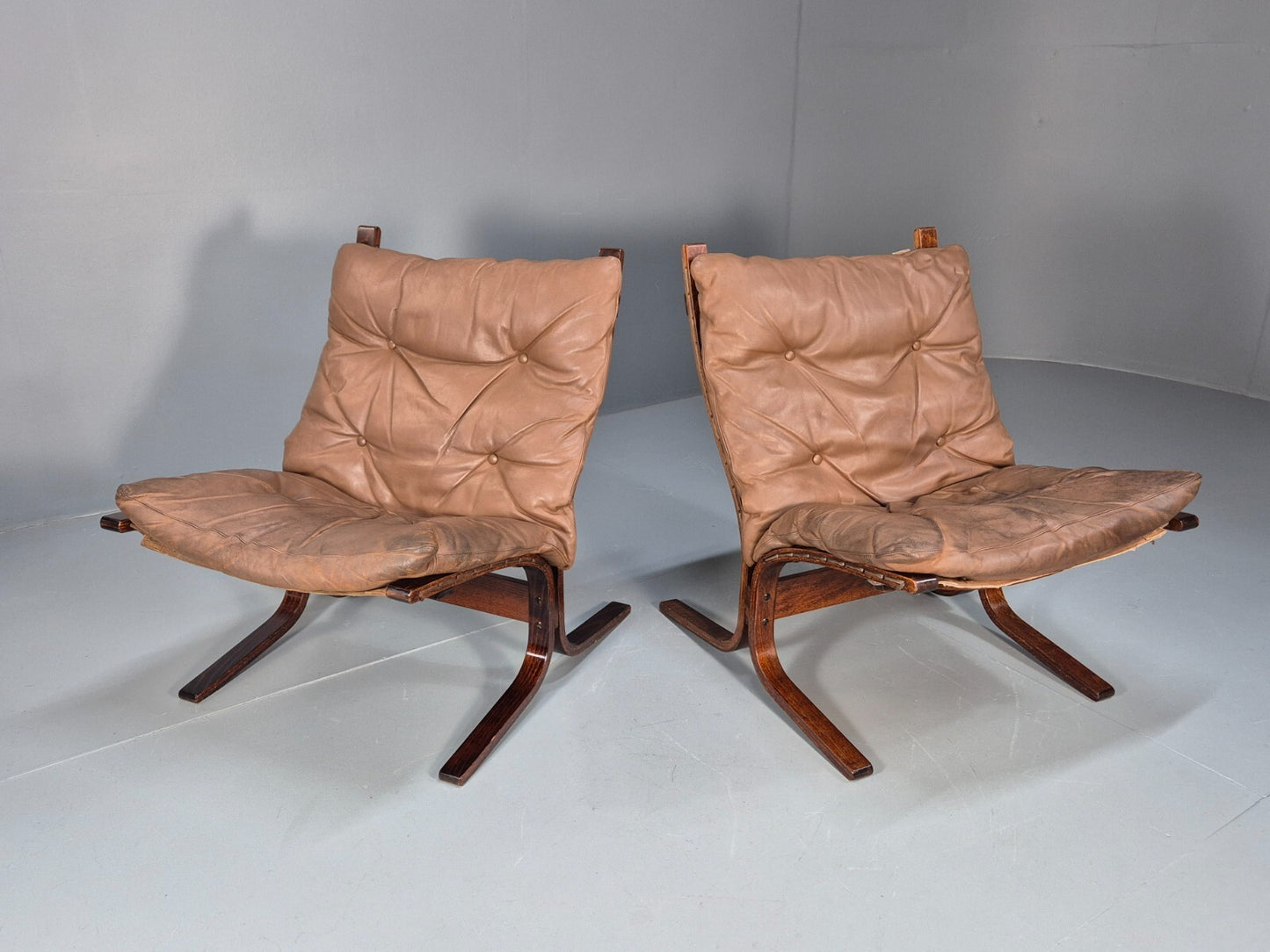 Vintage Brown Leather Bentwood Siesta Chairs Westnofa Ingmar Relling EB9324 MBEN - UKDK FURNITURE