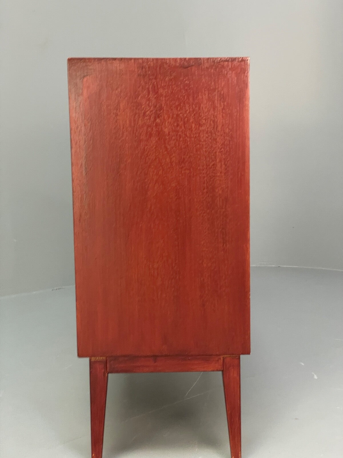 Vintage 1960s Oak Bookcase Red Stained Glazed Front Adjustable Shelf EB9763 MWOO - UKDK FURNITURE
