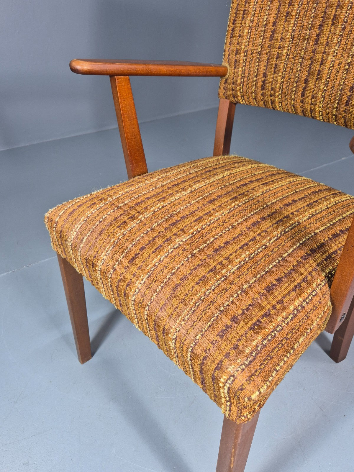 1960s Danish Teak Desk Chair Orange Wool Retro Mid Century EB10779 MNOR14