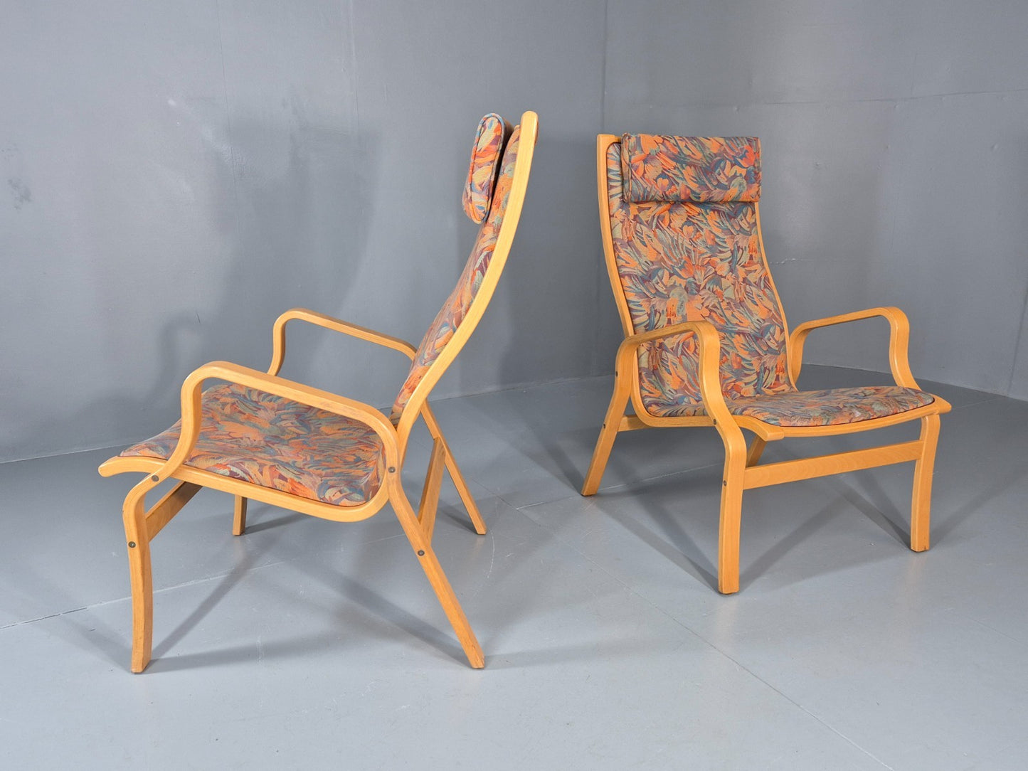 2 Vintage Bentwood Lounge Chairs Finn Ostergaard 1980s Retro MCM EB111339 MBEN15