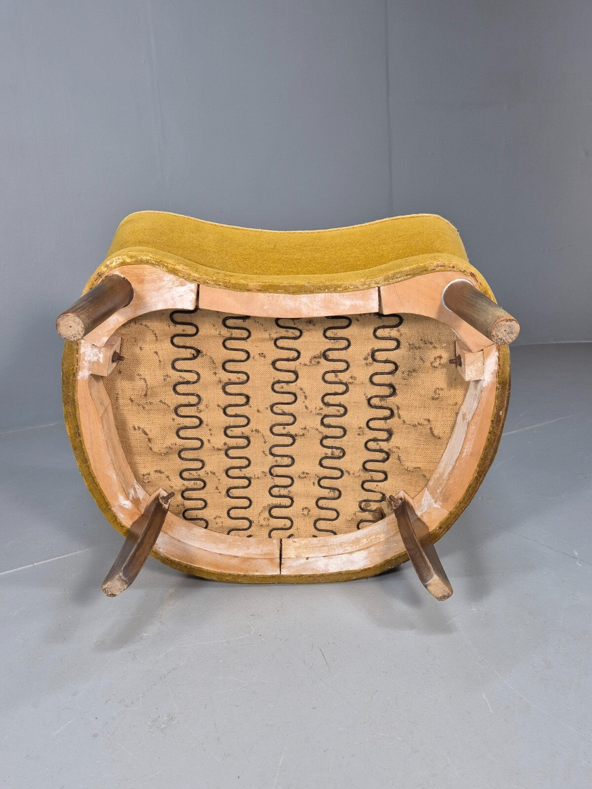 Vintage Danish Art Deco Tub Chair Mustard Velour Shell Back 1940s EB9014 VCLO - UKDK FURNITURE