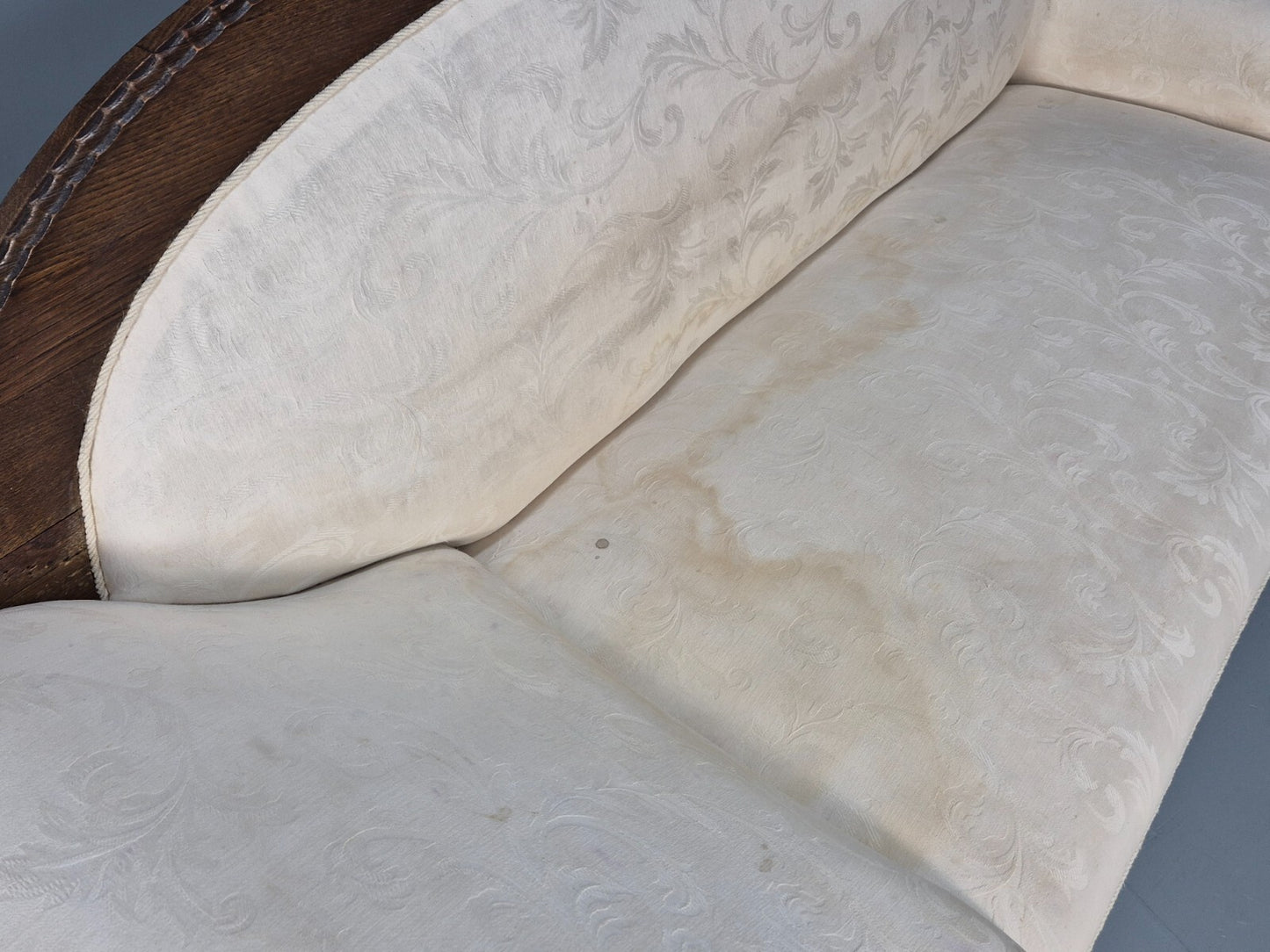 Antique Art Deco Danish Chaise Lounge Off White Mahogany Frame 1930s EB9623 VCHA - UKDK FURNITURE