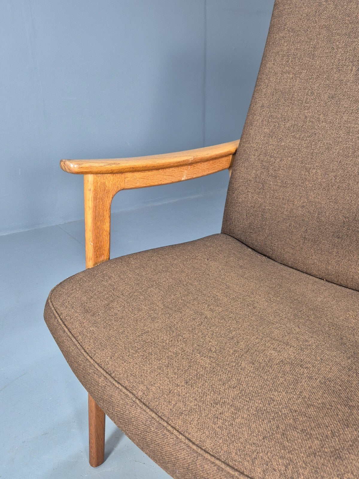 Vintage Danish Elbow Chair Green Wool Oak Frame Hong Stolefabrik MCM EB8485 MDIN - UKDK FURNITURE
