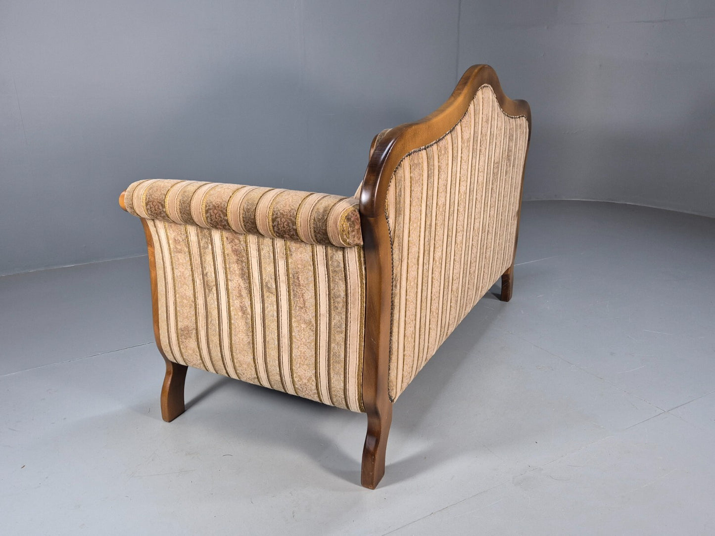 Vintage Danish Empire Style 2 Seat Settee Brown and Cream Antique EB9541 V2SS - UKDK FURNITURE