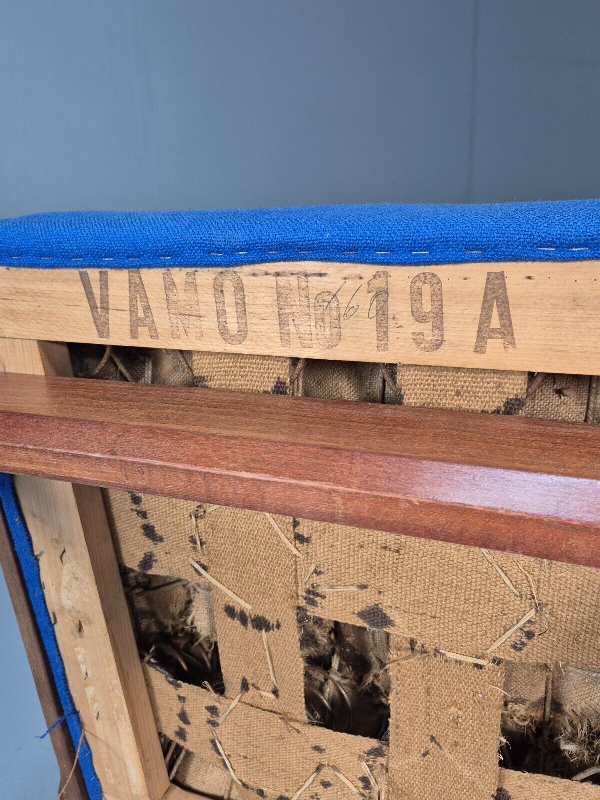 Vintage Danish Lounge Chair Blue Beech Frame Vamo 1950s Retro MCM EB8771 MNOR - UKDK FURNITURE