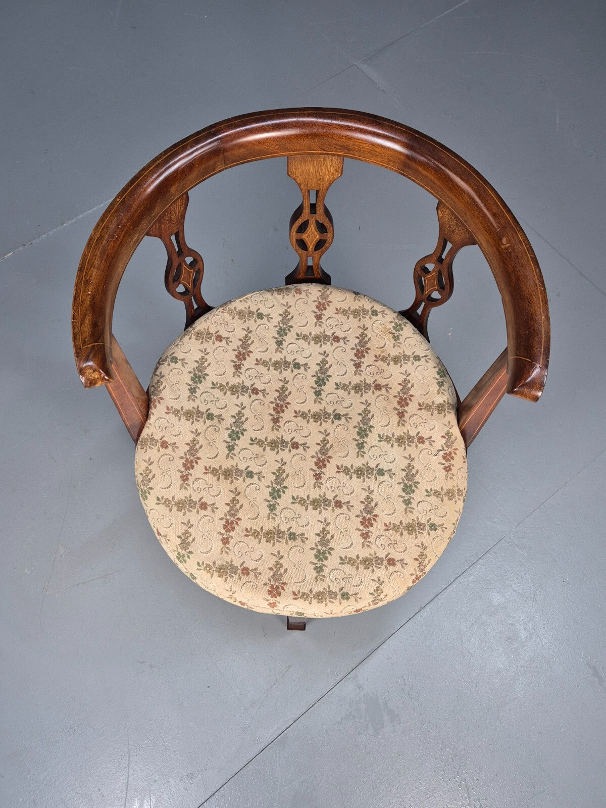 Antique Walnut Tub Chair Edwardian Sheraton Revival 1900s EB9476 VCLO - UKDK FURNITURE
